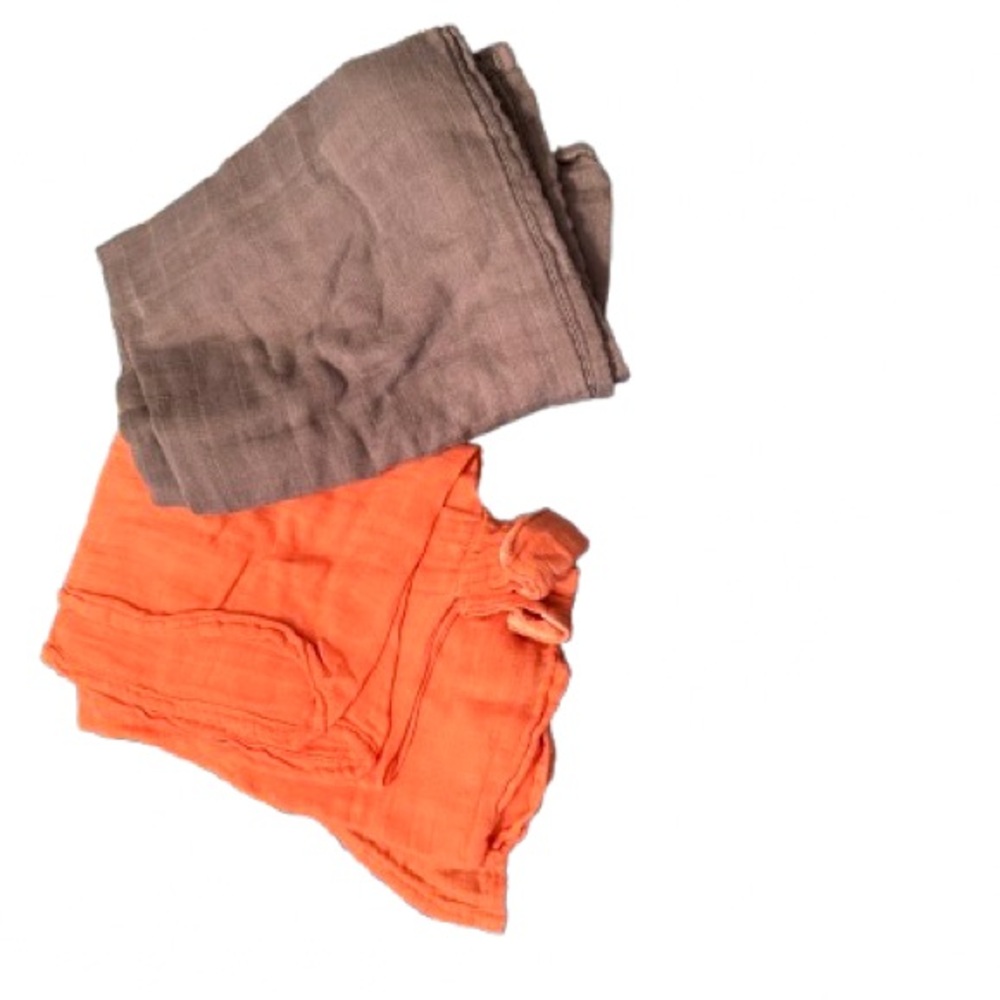 Infant car seat covers Brown and Orange bamboo cotton blend fabric